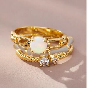 Anthopologie Bamboo enamel stacking rings set of 3, Size 7